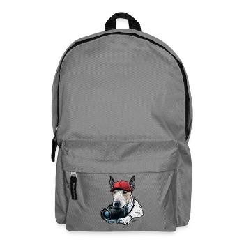 Chien photographe à casquette rouge - Sac à dos - gris éléphant - Devant
