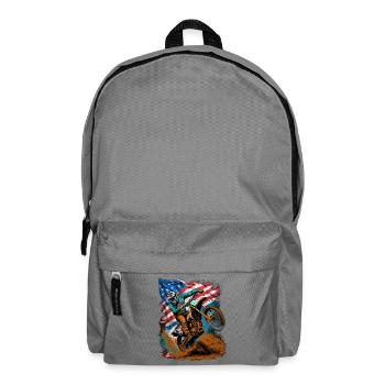 Motocross Action with US Flag - Backpack - elephant grey - Front