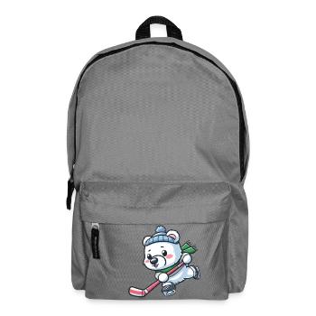Polar Bear in Ice Hockey - Cool and Sporty - Backpack - elephant grey - Front