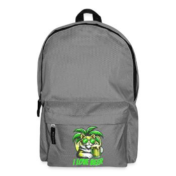I LOVE BEER Cat under palm trees with beer. - Backpack - elephant grey - Front