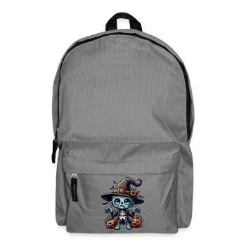 Zombie d’Halloween avec motif de dessin animé de citrouille - Sac à dos - gris éléphant - Devant