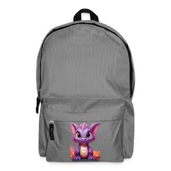 Farbenfroher Drache mit niedlichem Ausdruck - Rucksack - Mittelgrau - Vorne