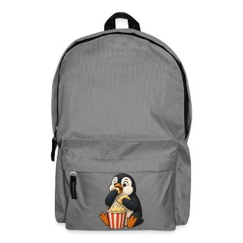 Cute penguin with popcorn in the cinema movie friends - Backpack - elephant grey - Front