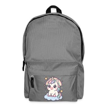 Kawaii Unicorn on Cloud with Rainbow Stars - Backpack - elephant grey - Front