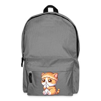 Cute cartoon cat with burger fast food - Backpack - elephant grey - Front