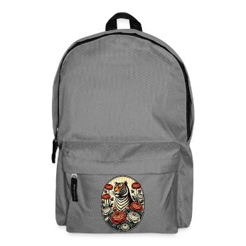 Tiger and Peonies Vintage Illustration - Backpack - elephant grey - Front