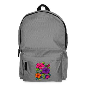 Lebendige Hibiskus-Blumenmotive - Rucksack - Mittelgrau - Vorne