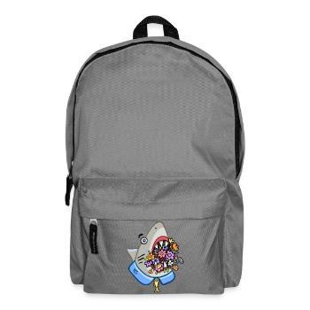 Hai mit Blumenstrauß im Rachen - Rucksack - Mittelgrau - Vorne