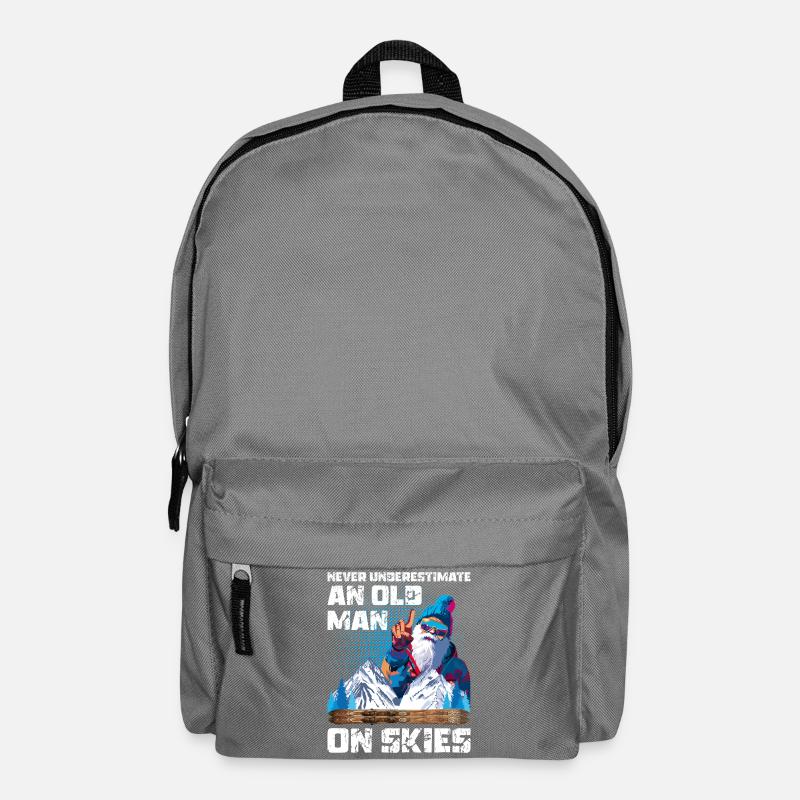 Never Underestimate An Old Man On Skis | Funny Ski - Backpack - elephant grey