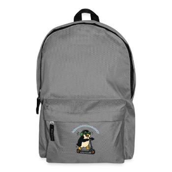 Manchot queue-de-pie sur trottinette - Sac à dos - gris éléphant - Devant