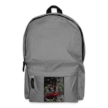 Monarch butterfly on flower in mosaic pattern - Backpack - elephant grey - Front