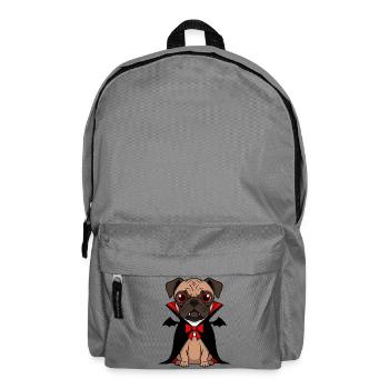 Cute Pug Vampire Halloween Cartoon Funny - Backpack - elephant grey - Front