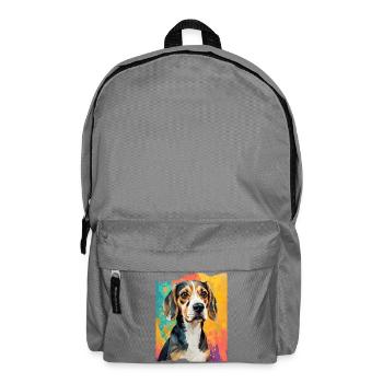 Geometrischer Beagle im Farbausbruch - Rucksack - Mittelgrau - Vorne