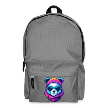 Neon-Regenbogenbär-Straßenstil mit Sonnenbrille - Rucksack - Mittelgrau - Vorne