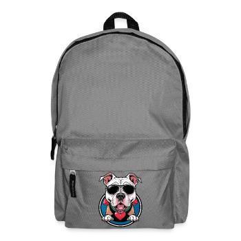 dessin animé d'un bouledogue avec des lunettes de soleil - Sac à dos - gris éléphant - Devant