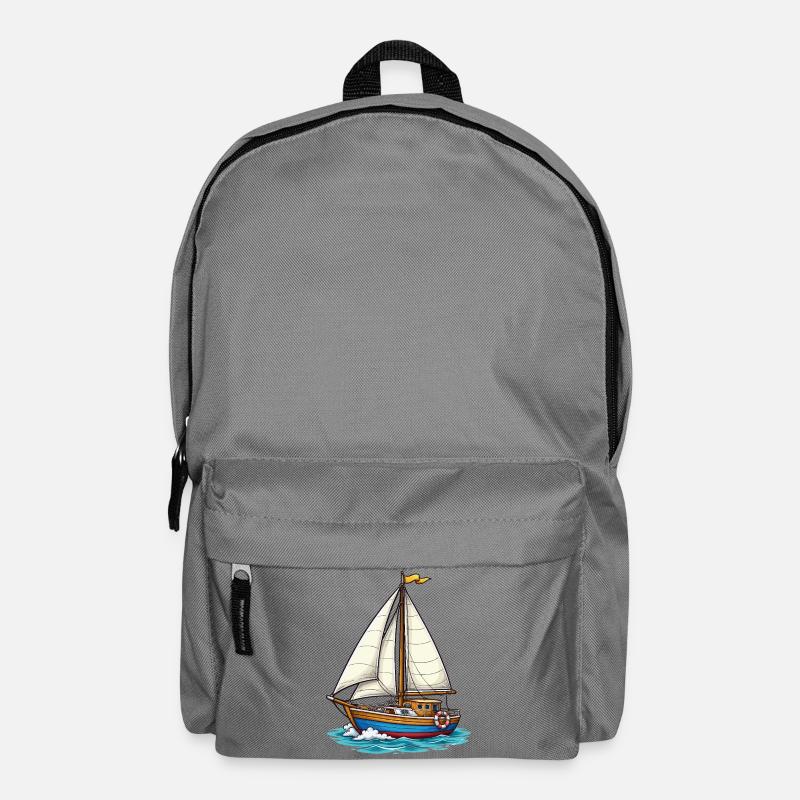 Sailboat Nautical Illustration - Backpack - elephant grey