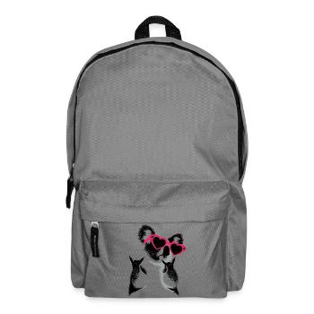 Koala with heart glasses skirt hand sign - Backpack - elephant grey - Front