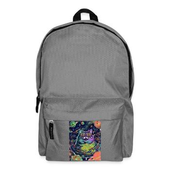 Katze Hippie Weltraum - Rucksack - Mittelgrau - Vorne