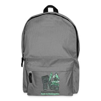 Lustiges Upcycling Jeans Kindergarten Näh Design - Rucksack - Mittelgrau - Vorne