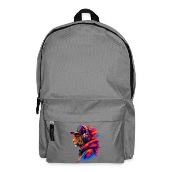 Tiger with Headphones – Music & Streetwear - Backpack - elephant grey - Front