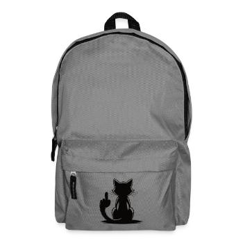 Erkenne die Zeichen Katze Mittelfinger - Rucksack - Mittelgrau - Vorne