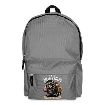 Ich tu mein Bestes – Raccoon mit Donuts - Rucksack - Mittelgrau - Vorne