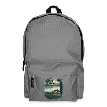 Dusk at Yellowstone Lake Wildlife Scene - Backpack - elephant grey - Front