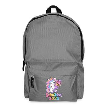 Einhorn Schultüte 2026 Schulkind - Rucksack - Mittelgrau - Vorne