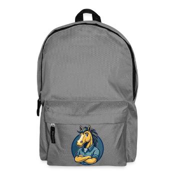 Pferde-Kawaii-Maskottchen Cartoon-Charakter-Clipart-Logo - Rucksack - Mittelgrau - Vorne
