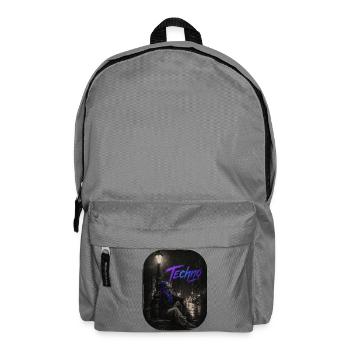 Techno Girl unter Laterne im Regen we Love Techno - Rucksack - Mittelgrau - Vorne