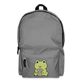Süßer Kawaii-Frosch trinkt Bubble Tea Aufkleber - Rucksack - Mittelgrau - Vorne