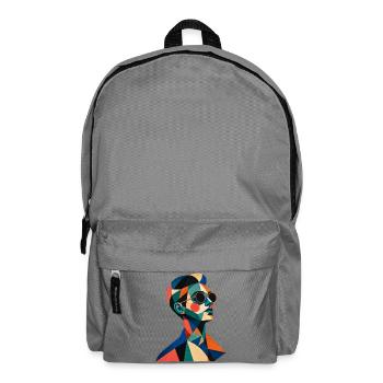 Geometric Color Portrait with Sunglasses - Backpack - elephant grey - Front