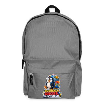 Pinguin Rucksack groß Abenteuer los Reise Humor - Rucksack - Mittelgrau - Vorne