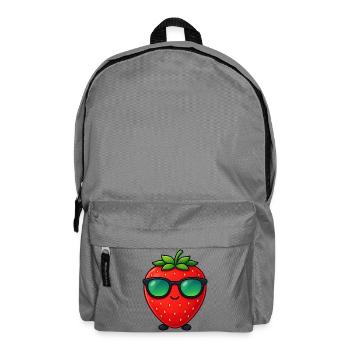 Kawaii Erdbeere mit Sonnenbrille Minimalismus - Rucksack - Mittelgrau - Vorne