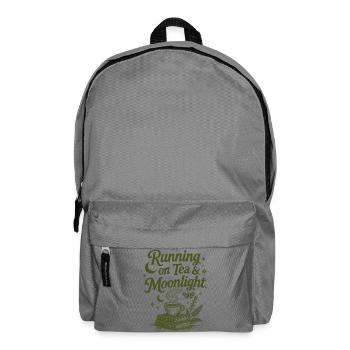 Running on Tea & Moonlight Spruch - Rucksack - Mittelgrau - Vorne