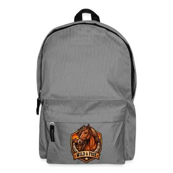 Wild & Free Pferde Shield Motiv - Rucksack - Mittelgrau - Vorne