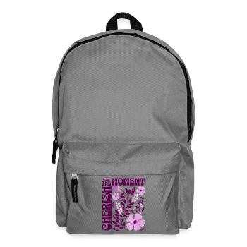 Cherish The Moment Blumen Floral Retro Geschenk    - Rucksack - Mittelgrau - Vorne