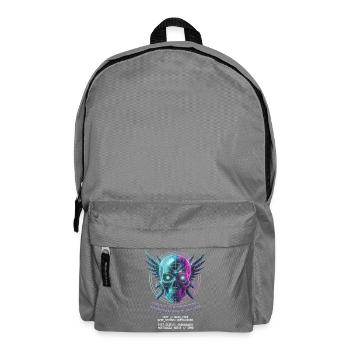 Totenkopf Neon, Synthwave, Cyberpunk, Halloween - Rucksack - Mittelgrau - Vorne