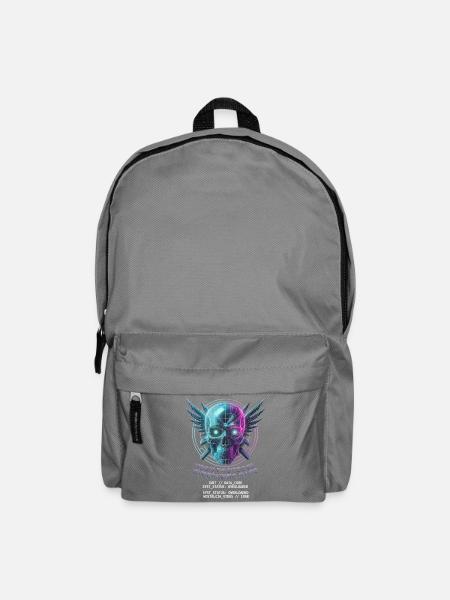 Totenkopf Neon, Synthwave, Cyberpunk, Halloween - Rucksack - Mittelgrau