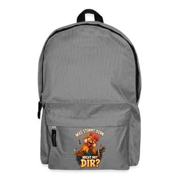 Lustiger Hahn Spruch – Sarkasmus und Hühnerhumor - Rucksack - Mittelgrau - Vorne
