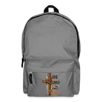 Johannes 3,16 Kreuz Jesus Liebe Christliches Shirt - Rucksack - Mittelgrau - Vorne