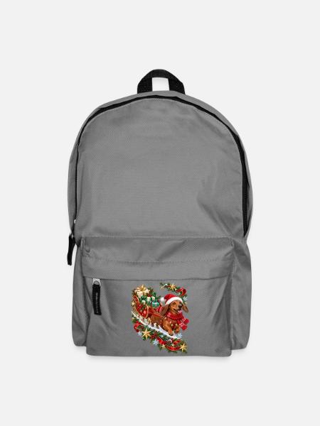 Dackel Weihnachtsgeschenkschlitten - Rucksack - Mittelgrau