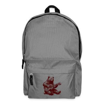 Bear Playing Guitar Funny Wild Animal Guitarist - Backpack - elephant grey - Front