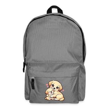 Mom dog and her little sweet puppy cuddling - Backpack - elephant grey - Front