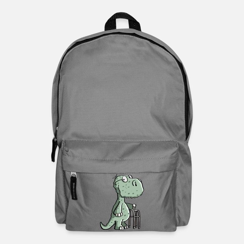 Opa Dinosaurier mit Gehhilfe - Alt - Dino - Comic - Rucksack - Mittelgrau
