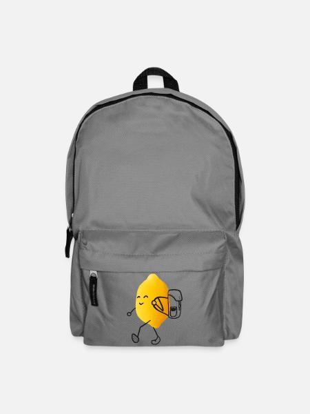 Wander-Zitrus - Zitrone auf Abenteuerreise - Rucksack - Mittelgrau