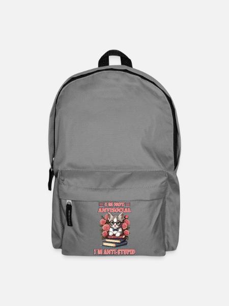 Schlaue Katze mit Lesebrille - Rucksack - Mittelgrau