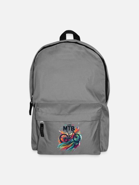 Lebendiges Mountainbike-Abenteuer-Design Liebe MTB - Rucksack - Mittelgrau