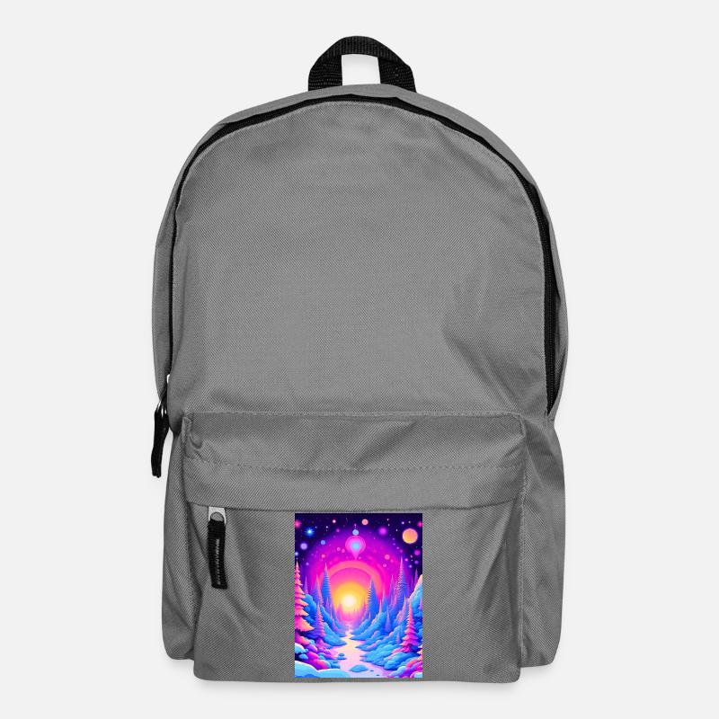 "Cosmic Forest Dreams – Neon Sunset Voyage" - Rucksack - Mittelgrau