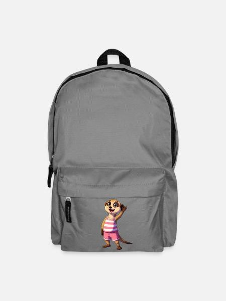 Verspieltes Erdmännchen-Motiv in Pink Streifen - Rucksack - Mittelgrau